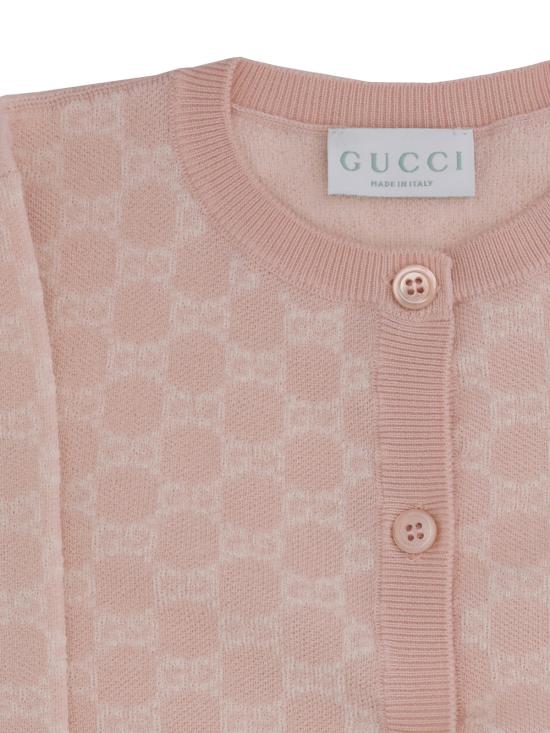  [키즈] 구찌 가디건 키즈 울 가디건 오비스 아리에스 페일 로즈/화이트 - GUCCI
