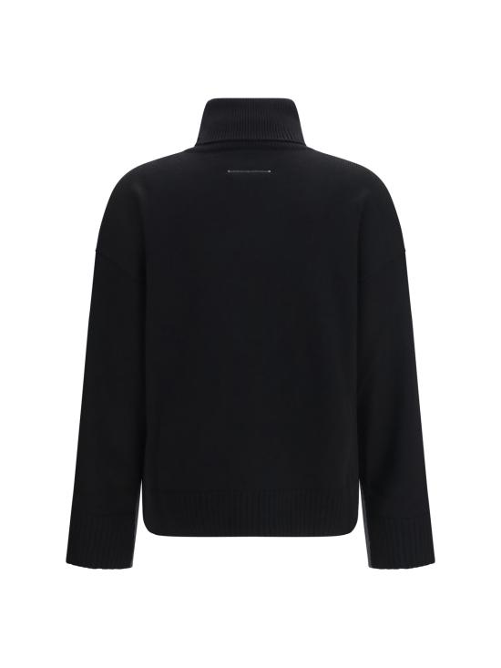  MM6 메종마르지엘라 터틀넥 Mm6 메종 마르지엘라 투톤 하이넥  블랙 다크 그레이 - MM6 MAISON MARGIELA