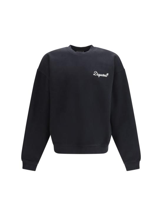  디스퀘어드2 긴팔 티셔츠 Dsquared2 로고 코튼 스웨트셔츠 블랙