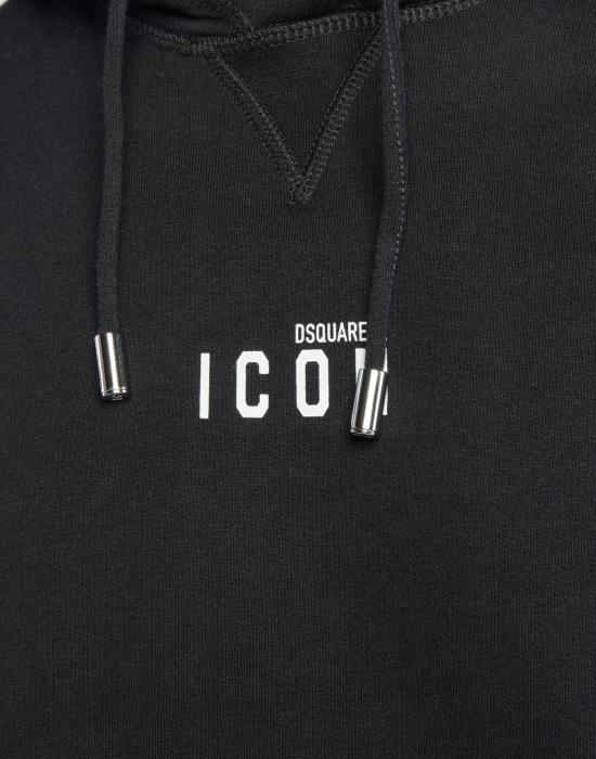  디스퀘어드2 긴팔 티셔츠 Dsquared2 Be Icon 로고 후드티 블랙 - DSQUARED2