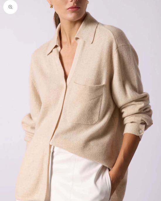  브로슈 워커 탑 Brochu Walker Everyday Cashmere Shirt Bisque Melange - BROCHU WALKER