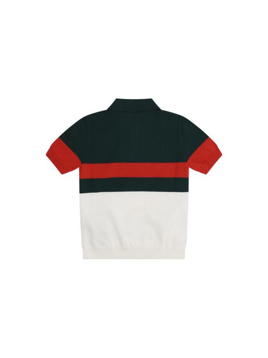  [키즈] 구찌 탑 키즈 코튼 폴로 셔츠 (화이트/그린/레드) - GUCCI