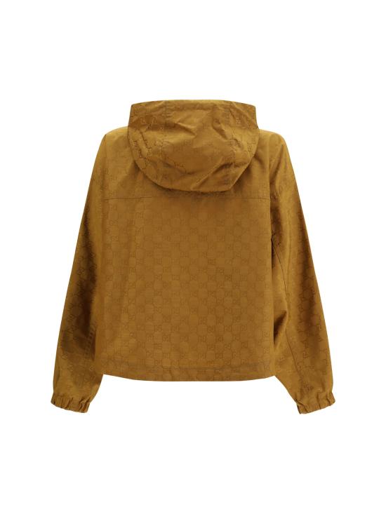  구찌 자켓 GG 모티브 전체 패턴 테크니컬 자카드 숏 재킷 (카라멜 스웨이드) - GUCCI