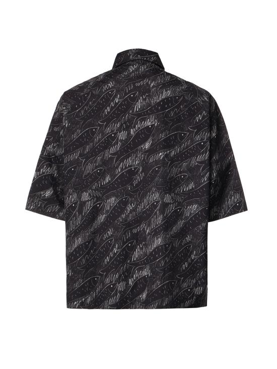 26FW 자크뮈스 반팔 셔츠 SHM00634AW00691 9FS PRINT ALLOVER FISH BLACK - JACQUEMUS