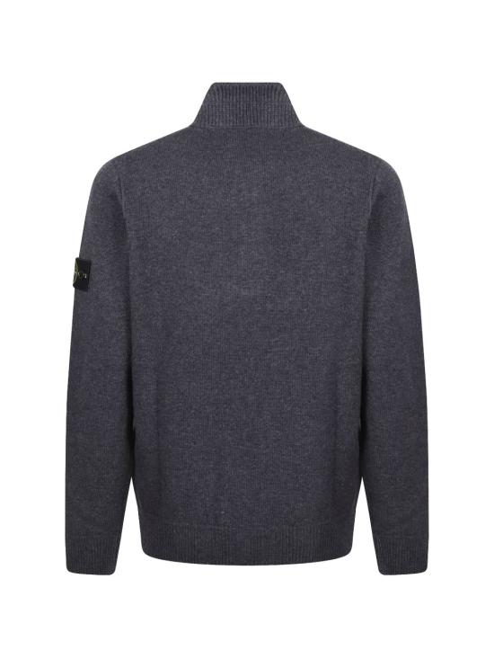 26FW 스톤 아일랜드 로고 패치 하이넥 버튼 울 스웨터 L2S155100040S00A3 V0M62 Melange lead - STONE ISLAND