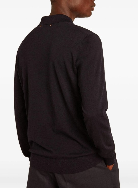 26FW 골든구스 메리노 울 롱 슬리브 폴로 셔츠 GMP01353 P00104150501 Navy - GOLDEN GOOSE