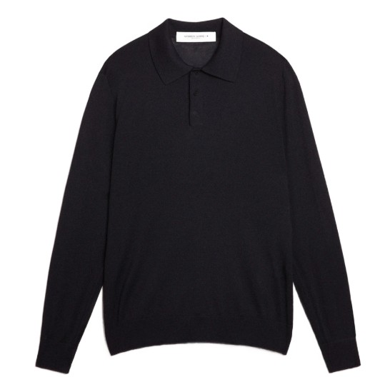 26FW 골든구스 메리노 울 롱 슬리브 폴로 셔츠 GMP01353 P00104150501 Navy