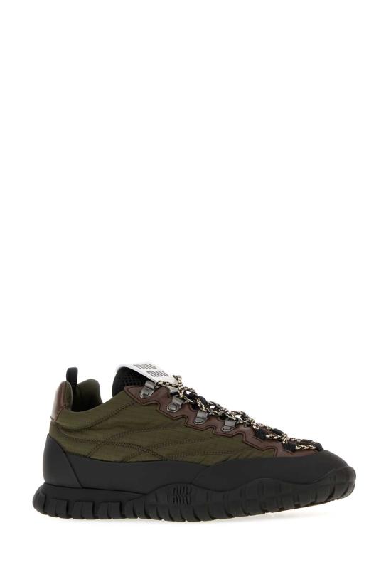 26FW 미우미우 타이어 테크니컬 레더 스니커즈 5E760EF005FKS F0161 Green - MIU MIU