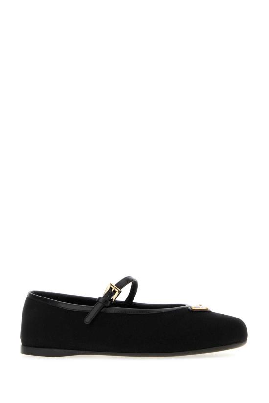 26FW 프라다 트라이앵글 로고 쉐브론 메리 제인 플랫 슈즈 1F689OF005144F F0002 Black - PRADA