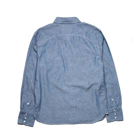  프리노트 클로스 데님 셔츠 캘리코 웨스턴 긴팔  더스티 블루 - FREENOTE CLOTH