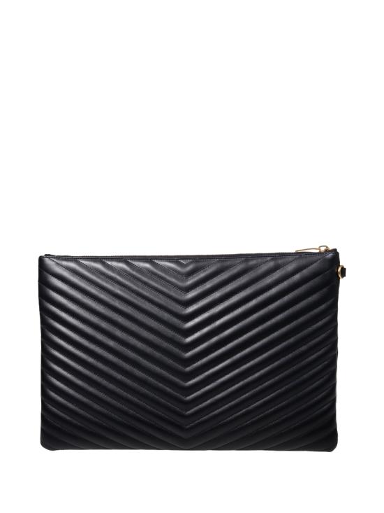 26FW 생로랑 마틀라세 레더 골드 모노그램 도큐먼트 홀더 440222 CWU01 1000 NERO - SAINT LAURENT