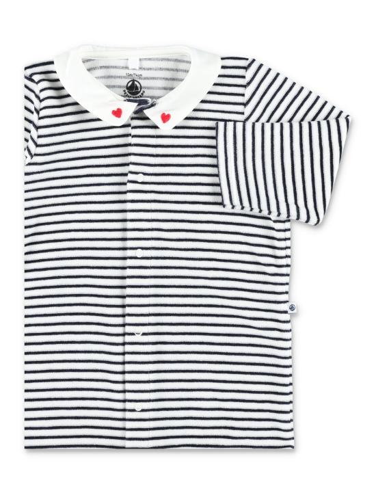 26FW [키즈] 쁘띠바또 점프수트 A0DR1 01 WHITE NAVY STRIPES - PETIT BATEAU