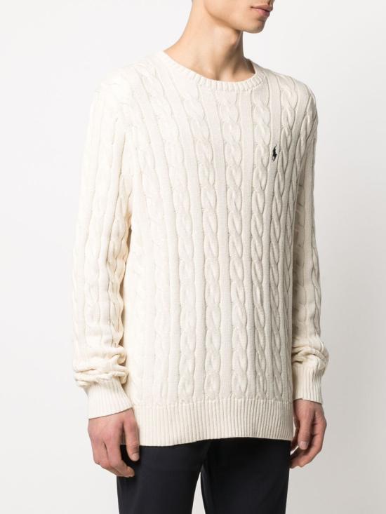 26FW 폴로 랄프로렌 로고 자수 케이블 니트 스웨터 710775885 024 BIANCO - POLO RALPH LAUREN