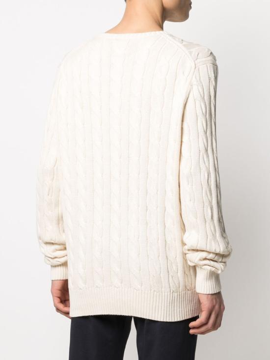 26FW 폴로 랄프로렌 로고 자수 케이블 니트 스웨터 710775885 024 BIANCO - POLO RALPH LAUREN