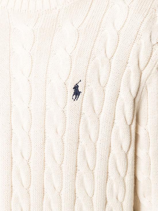 26FW 폴로 랄프로렌 로고 자수 케이블 니트 스웨터 710775885 024 BIANCO - POLO RALPH LAUREN