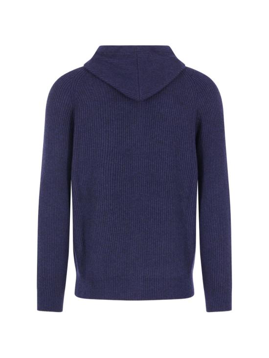 26FW 브루넬로 쿠치넬리 립드 니트 집 후드 스웨터 M22704806G CQX13 Blue - BRUNELLO CUCINELLI