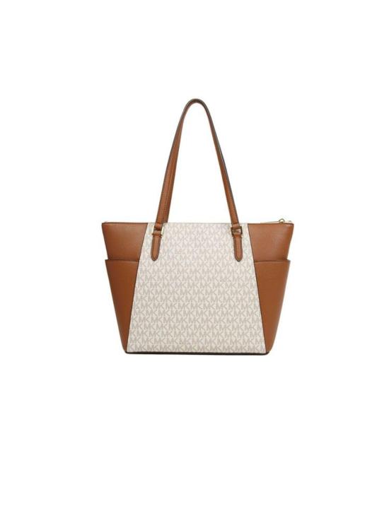  마이클 코어스 토트백 샬롯 라지 탑 지퍼  바닐라 - MICHAEL KORS