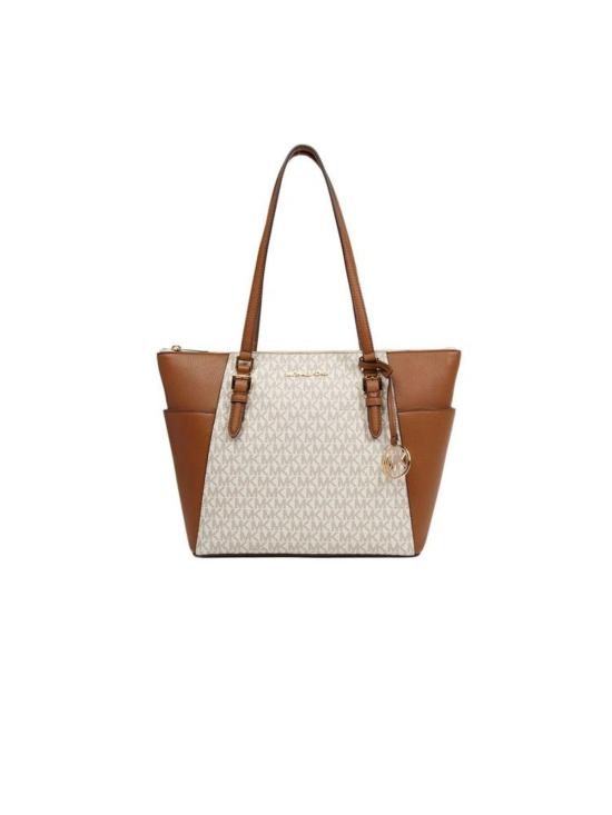  마이클 코어스 토트백 샬롯 라지 탑 지퍼  바닐라 - MICHAEL KORS
