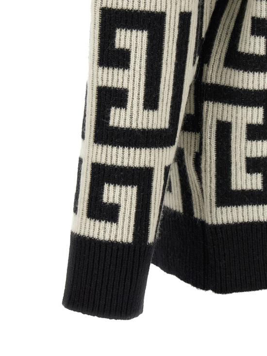 26FW 발망 니트웨어 모노그램 매크로 가디건 스웨터 및 가디건 화이트/블랙 - BALMAIN
