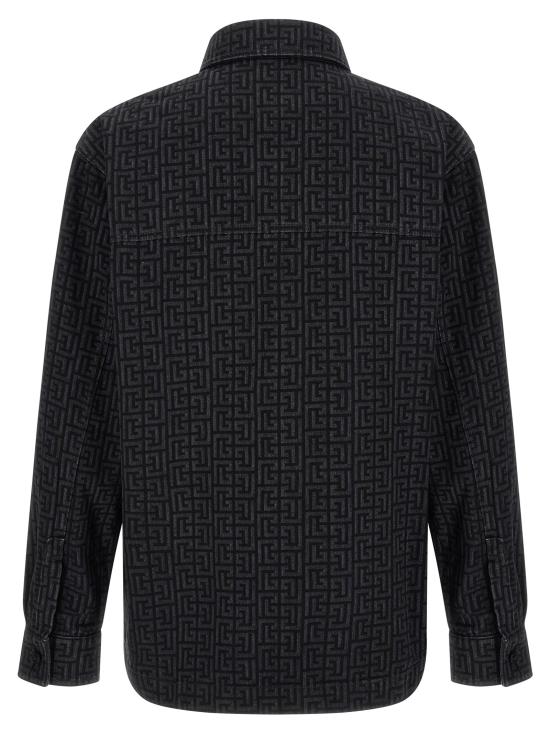 26FW 발망 긴팔 셔츠 모노그램 패턴 오버  및 블라우스 블랙 - BALMAIN