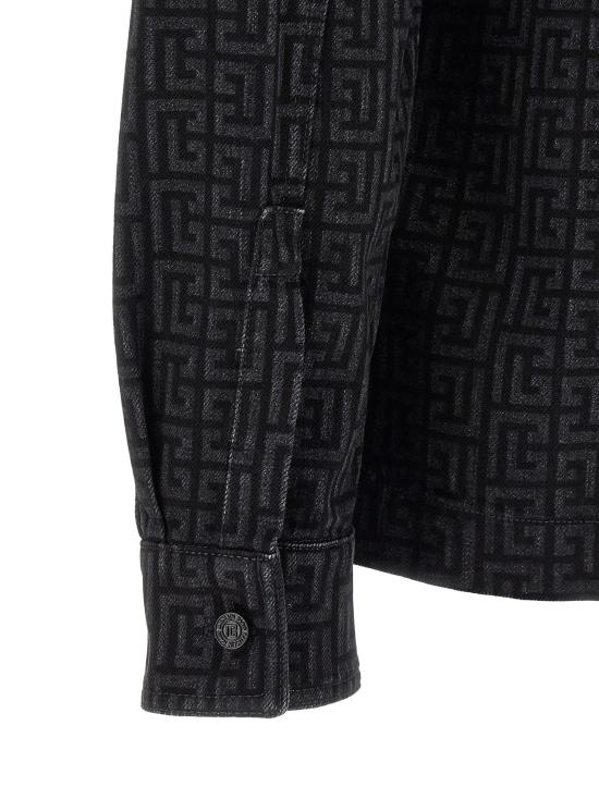 26FW 발망 긴팔 셔츠 모노그램 패턴 오버  및 블라우스 블랙 - BALMAIN