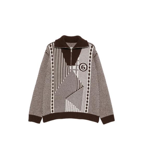 26FW MM6 메종마르지엘라 집업 니트 M13354 SH2GL0015 001J BROWN