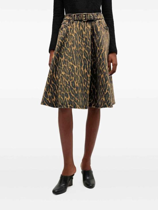 26SS 가니 레오파드 데님 랩 스커트 A1090089894 Animal Print - GANNI