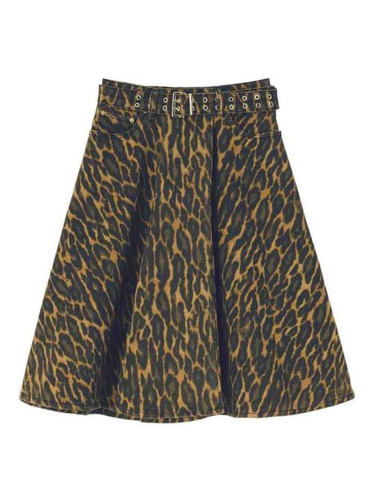 26SS 가니 레오파드 데님 랩 스커트 A1090089894 Animal Print