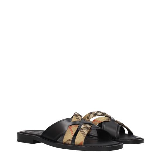 26SS 버버리 체크 앤 레더 드리프트 샌들 8118779 - BURBERRY