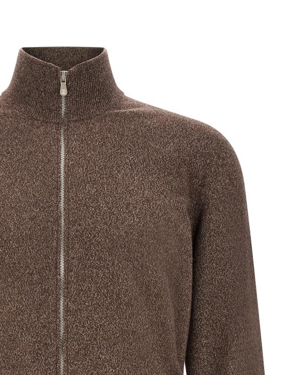 26FW 브루넬로 쿠치넬리 집업 니트 MQS00106CU766 Brown - BRUNELLO CUCINELLI