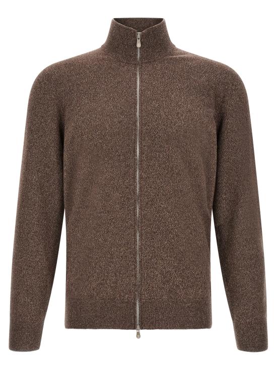 26FW 브루넬로 쿠치넬리 집업 니트 MQS00106CU766 Brown