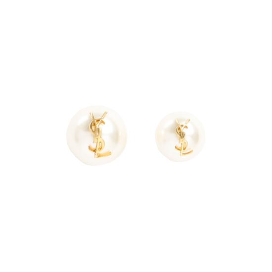 26FW 생로랑 카산드라 펄 이어링 691563 Y1526 9018 OR LAITON CREME - SAINT LAURENT