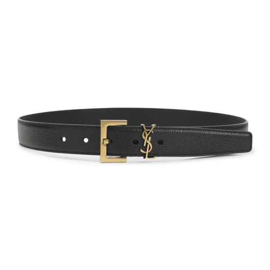 26FW 생로랑 카산드라 그레인 레더 스퀘어 버클 벨트 634437 DTI0W 1000 NERO - SAINT LAURENT