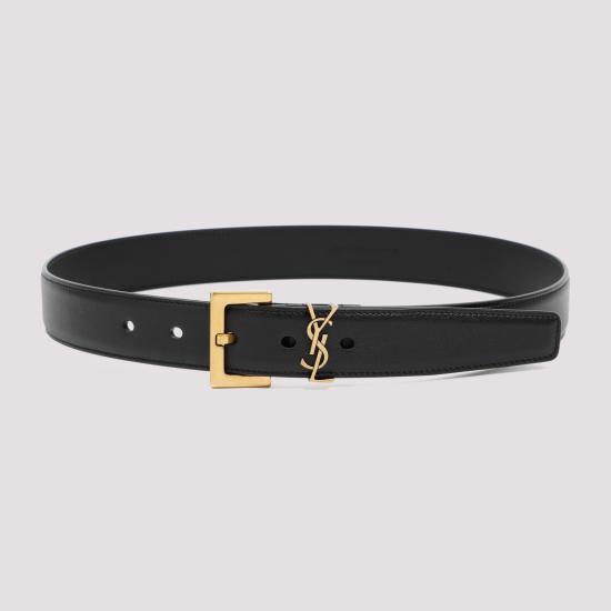 26FW 생로랑 카산드라 벨트 스퀘어 버클 스무스 레더 634437 BOO0W 1000 NERO