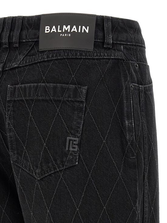 26FW 발망 데님 팬츠 다이아몬드 모양 블랙 진 - BALMAIN