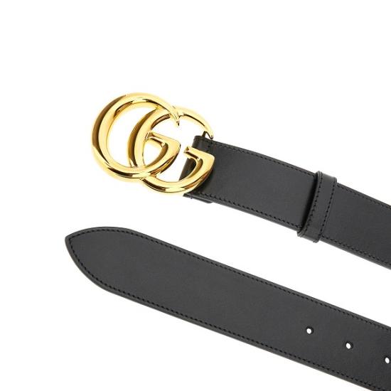 26FW 구찌 GG 마몽 샤이니 버클 레더 벨트 4068310YA0G Black - GUCCI