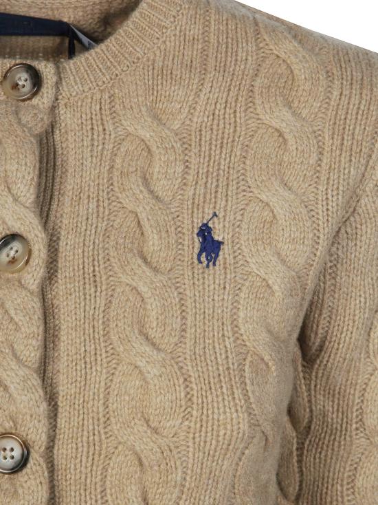 26FW 폴로 랄프로렌 로고 자수 크루넥 가디건 211972104001 COLLECTIONCAMELMELANGE MARRONE - POLO RALPH LAUREN