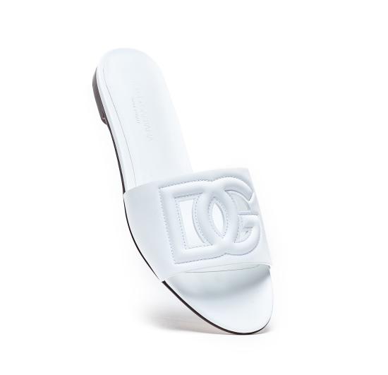 26FW 돌체앤가바나 DG 로고 카프스킨 슬리퍼 CQ0436 AY32980001 White - DOLCE & GABBANA
