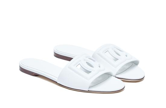 26FW 돌체앤가바나 DG 로고 카프스킨 슬리퍼 CQ0436 AY32980001 White - DOLCE & GABBANA