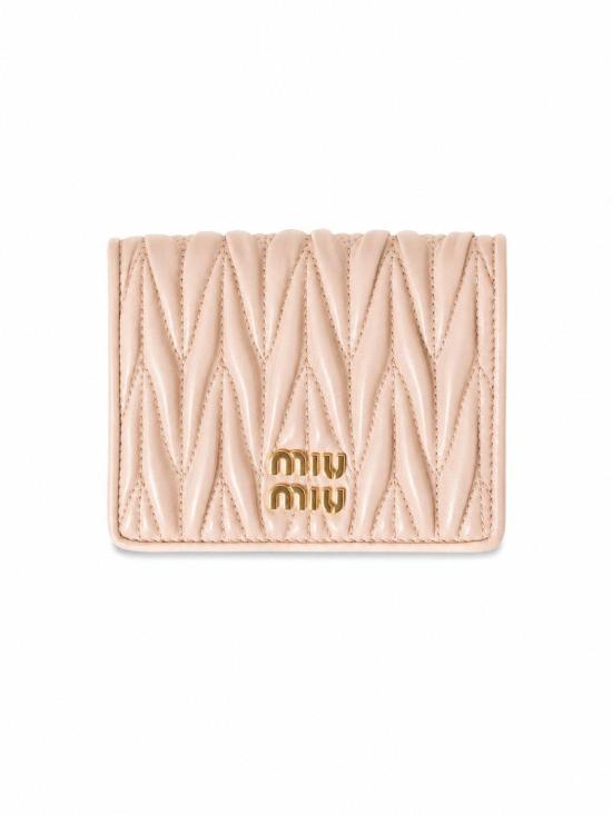 26FW 미우미우 마테라쎄 나파 가죽 반지갑 5MV204 AFPP F0236 POWDER PINK DOM