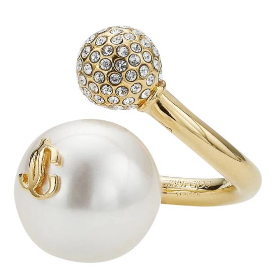 26FW 지미추 반지 AURI RING JIQGOLD WHITE CRYSTAL - JIMMY CHOO