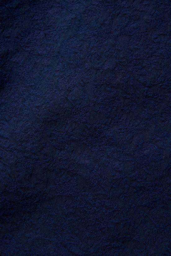  퓨어 블루 재팬 반팔 셔츠 유기농 면 자카드 오픈 칼라 플라워  인디고 - PURE BLUE JAPAN