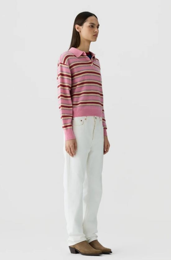26SS 게스트 인 레지던스 폴로 티셔츠 W43810JL SPRINKLE COMBP ROSA RIGHE GIALLE BORDEAUX - GUEST IN RESIDENCE