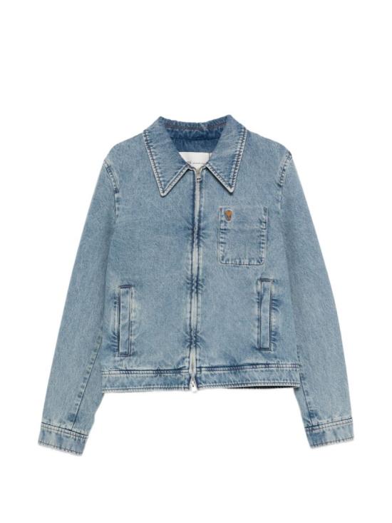 26FW 아미 스몰 하트 로고 코튼 지퍼 자켓 HJK835 DE0046 480 Blue