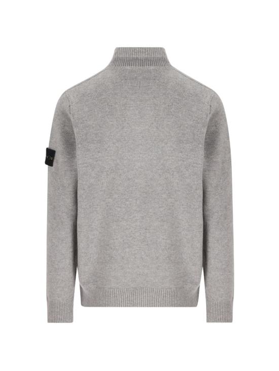 26FW 스톤 아일랜드 로고 패치 하이넥 버튼 울 스웨터 L2S155100040 S00A3V0M60 Grey - STONE ISLAND