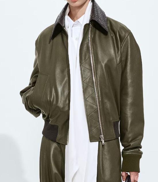 26FW 보테가베네타 가죽 자켓 874736 V61D03476 Wader green - BOTTEGA VENETA