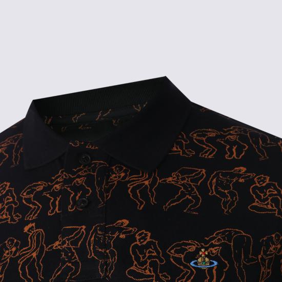 26FW 비비안웨스트우드 스크리블 체크 코튼 반팔 폴로 셔츠 2H01000Y J00C3O301 BLACK ORANGE - VIVIENNE WESTWOOD