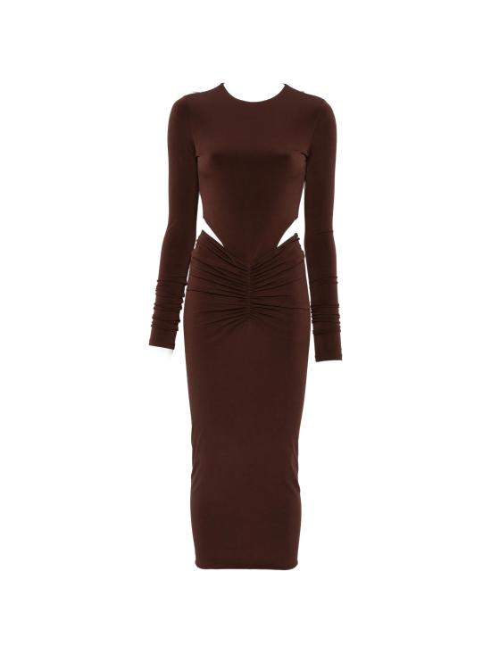 26FW 안다마네 미디 원피스 T200165A TJP199 641 Dark brown