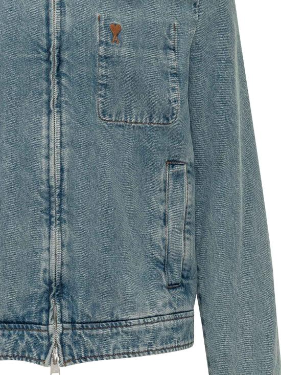 26FW 아미 스몰 하트 로고 코튼 지퍼 자켓 HJK835DE0046 480 USED BLUE - AMI