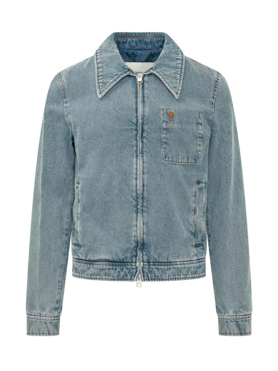 26FW 아미 스몰 하트 로고 코튼 지퍼 자켓 HJK835DE0046 480 USED BLUE